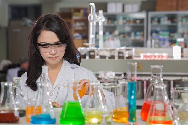 A young female student doing research for her STEM degree