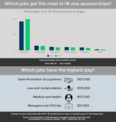 Percentage of H-1B Visa Sponsorships by Major