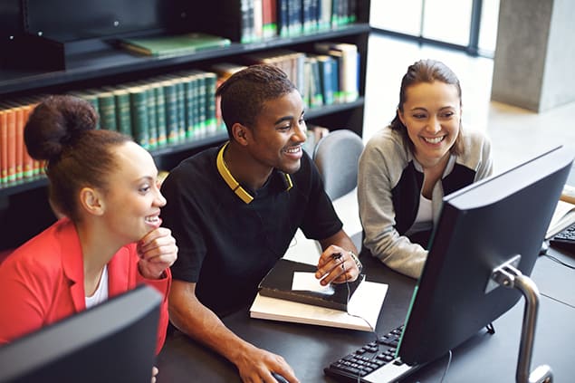 Undergraduate students working on a research project