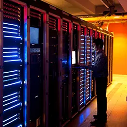 Man standing in server room