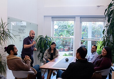 A group of people in a conference room