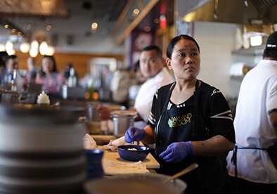 A woman preparing food