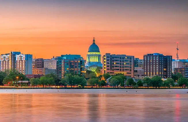 Madison, Wisconsin at sunset