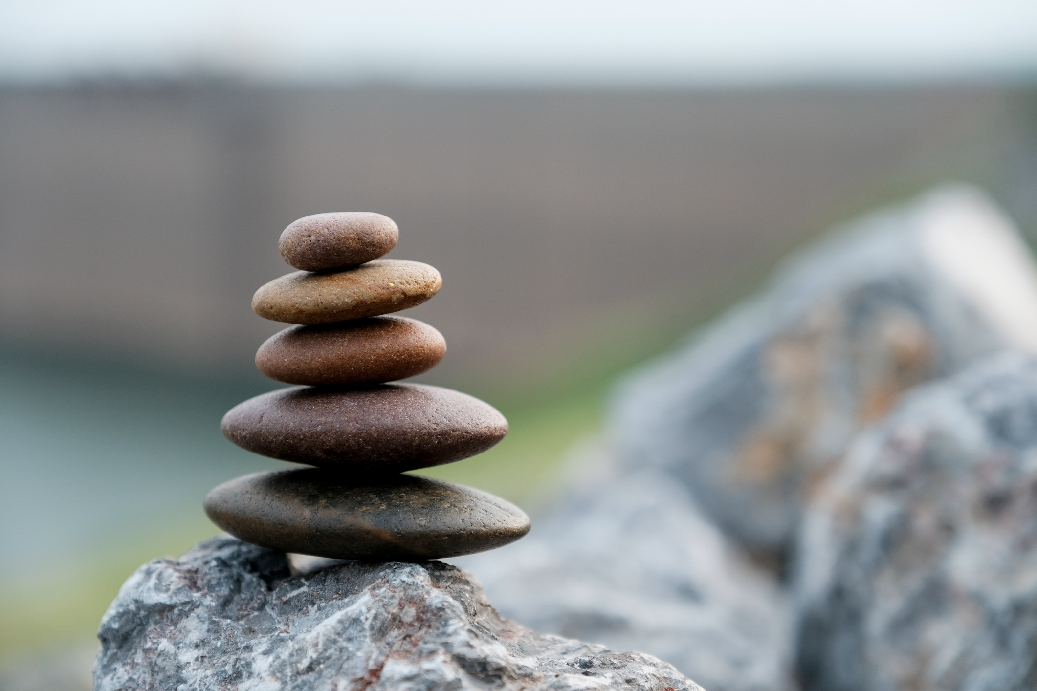 Stone arrangement into Zen style